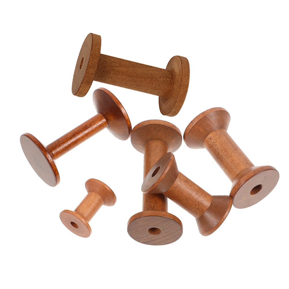 Embroidery Craft - 6 stuks vintage houten spoelen, lege