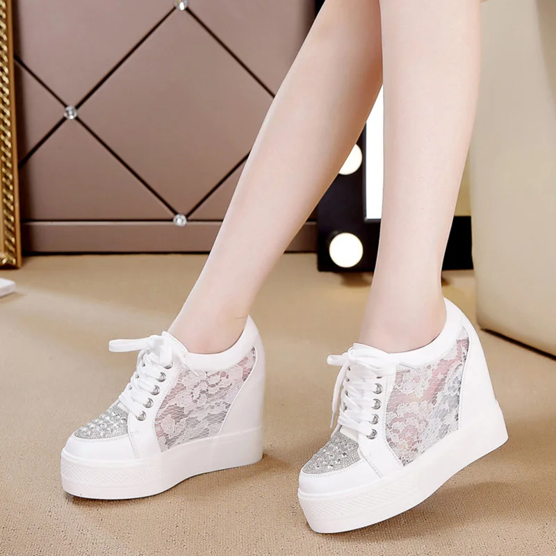 Crystal Mesh Fabric - Mode Sneakers Vrouwen Platform Schoenen Strass