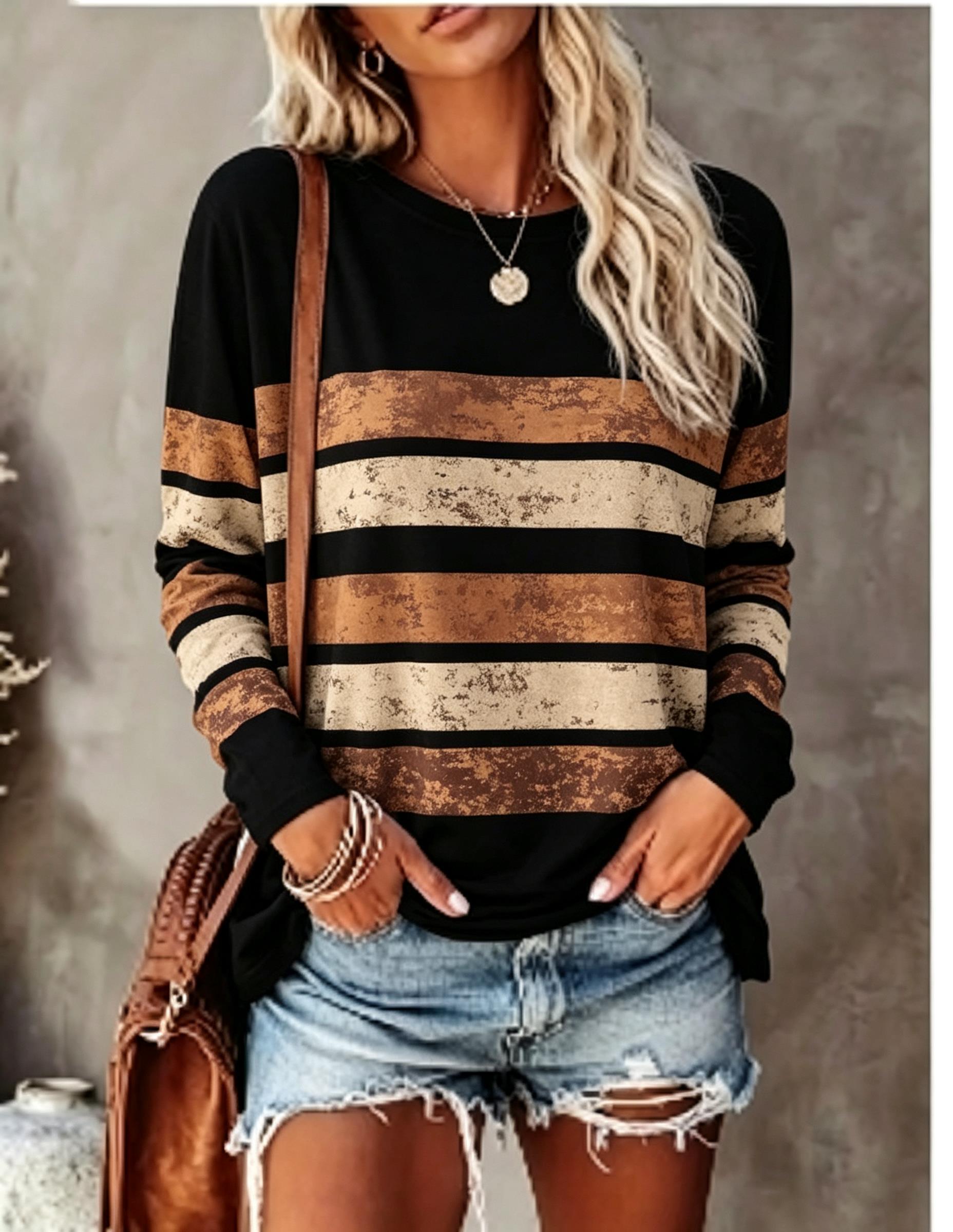 Embellish Knit - Dames T-shirt met lange mouwen, vintage,