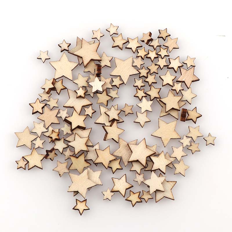 Embellishments For Scrapbooking - 100Pcs Diy Grootte Mengen Pentagram Hout