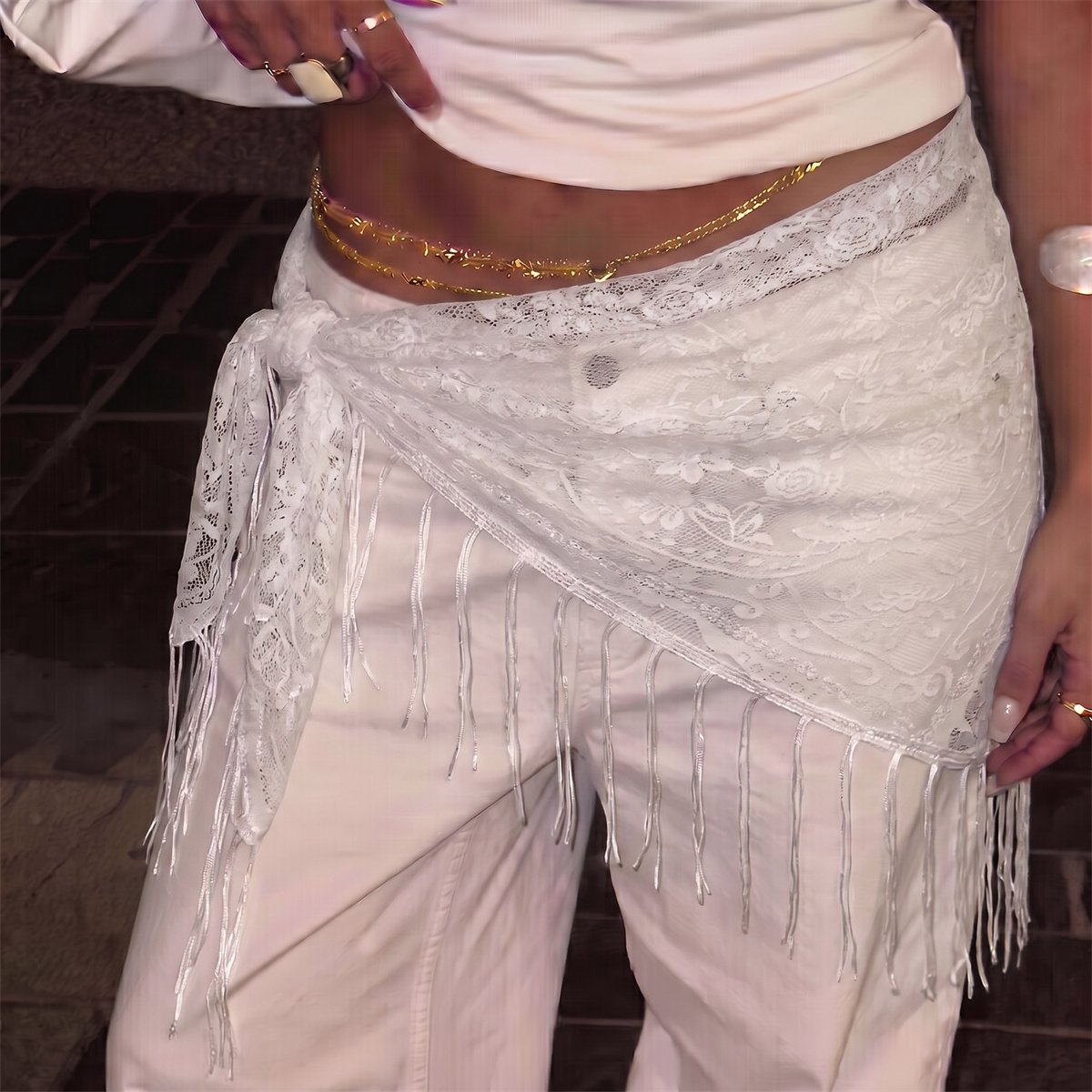 Dames Bloemkant Driehoekige Sj - Tassel Fringe Trim recensie en prijs